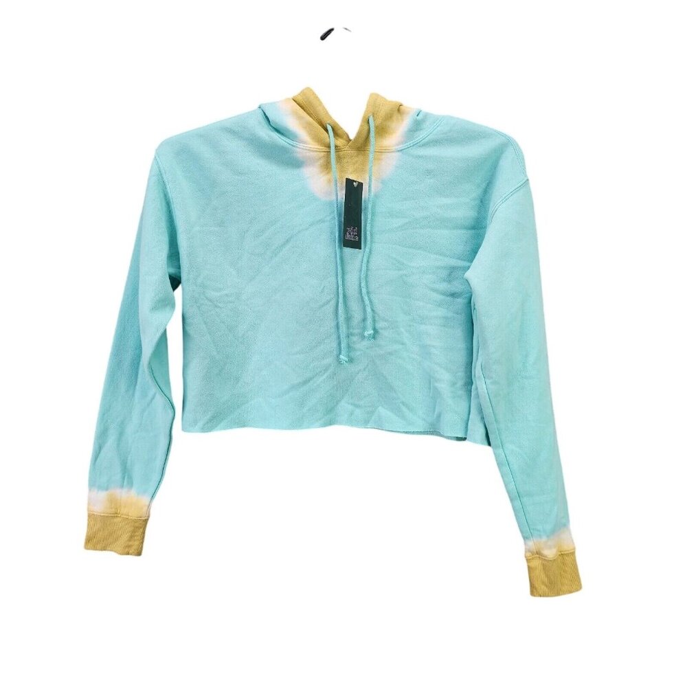 Womens Wild Fable Aqua Blue & Green Tie Dye Crop Hoodie Sweatshirt Long Sleeve M